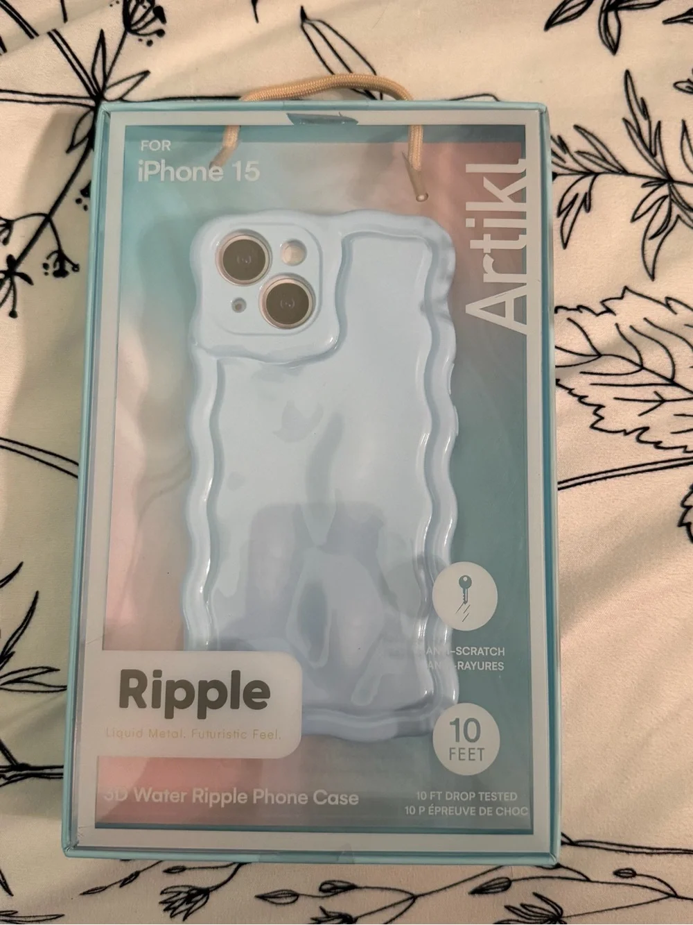 Ripple Water-Texture Phone Case for iPhone 15 — Light Blue